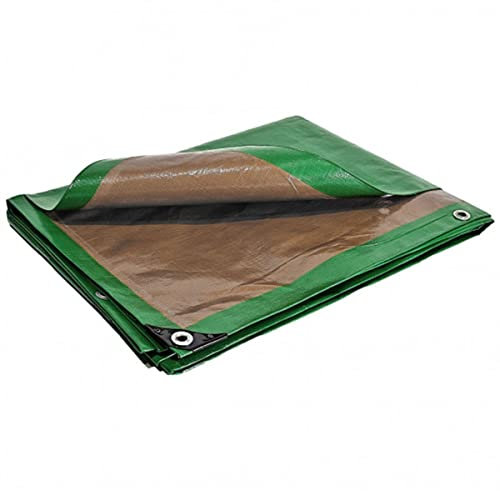 Abdeckplane Kunststoff 6 x 10 m wasserdicht Grüne und braun 250 g/m² – Schutzplane Polyethylen