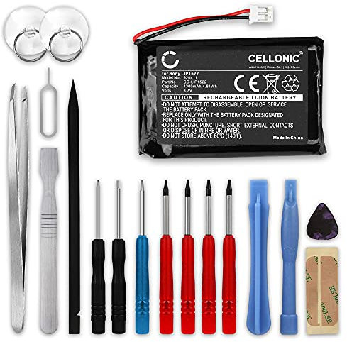 CELLONIC, Akku für Spielekonsole kompatibel mit Sony Dualshock 4 V1, LIP1522, CUH-ZCT1E (3.7V, 1300mAh) + Werkzeug-Set
