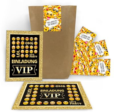 10 Einladungskarten zum Geburtstag VIP Kindergeburtstag Mädchen Jungen Jungs Erwachsene/Einladungen zur VIP-Party incl. 10 Umschläge, 10 Tüten/natur, 10 Aufkleber