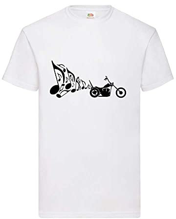 T-Shirt84.de Motorcycle Chopper Exhaust Music Men's T-Shirt - White - Small