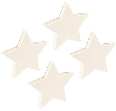 Ideen mit Herz Aufsteller aus naturbelassenem Holz | ideal zum Bemalen, Basteln, DIY | Weihnachtsdeko selber herstellen (Sterne | 4 Stück | 10 x 10,5 x 1 cm)