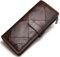JTIAN Echtes Leder Lange Brieftasche Mit Reißverschluss Tasche, Abnehmbare Dreifach Gefaltete Brieftasche Scheckheft Geldbörse, Zwei Farben Erhältlich (Brown)