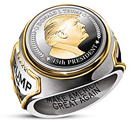 WLABCD Herren Ringe Rostfrei Stahl,Herren Und Frauenmake. Amerika Großartig Nochmal Uns Präsident Trumpf Schmuck, Golden / 20.6mmNo.11