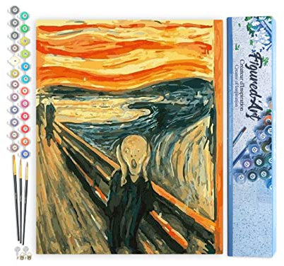 Figured'Art Pintar por Numeros Adultos El Grito Abstracto - Manualidades pintura acrilica Kit Cuadro DIY completo - 40x50cm sin bastidor