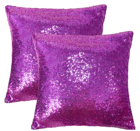 iMaylex Pailletten-Kissenbezüge für Ostern, Lendenwirbelsäule, Hochzeit, Weihnachten, Neujahr, Thanksgiving, Halloween-Dekoration, 2er-Set, 40,6 x 40,6 cm, Fuchsia