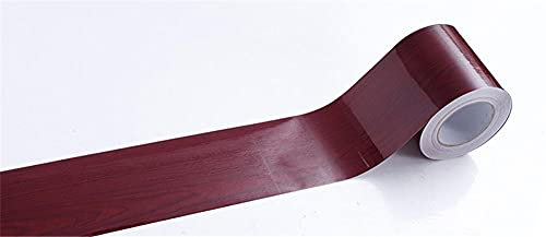 Dostear Frises Papier Peint Acajou rouge 12 X 500cm Moulure Murale Autocollant Murals Adhesif Murale Plinthe Adhesive PVC