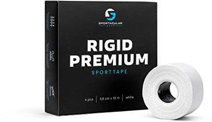 Sportacular Gear Sporttape Rigid Premium 3,8cm x 10m | versch. Farben und Mengen | extrem hohe Klebekraft | starres, nicht elastisches Tape | Schweiß-resistent, hautfreundlich (4 Rollen, weiß)