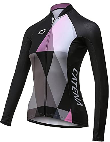 CATENA Women's Cycling Jersey Long Sleeve Road Bike Top Quick Dry Breathable Running Shirt