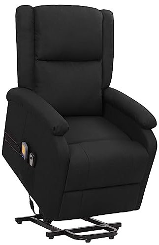 vidaXL Massagesessel, Elektrischer Sessel mit Aufstehhilfe, Relaxsessel mit Liegefunktion Vibrationsfunktion, Verstellbarer Fernsehsessel Aufstehsessel, Schwarz Stoff