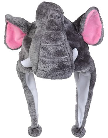 JK Home Mignon Bonnet Animal 3 en 1 Chapeau d'Hiver Velours Echarpe Gants Cache Cou Oreilles Doux Eléphant