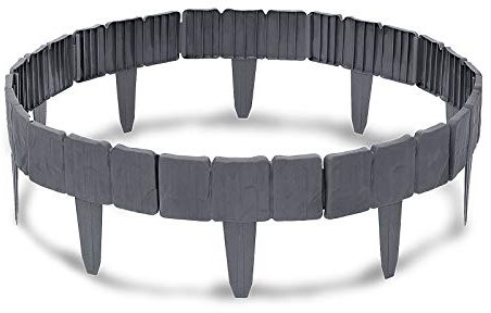 YUENFONG Bordure de pelouse Bordure de Jardin en Plastique Pierre 20 m en polypropylène, Bordure de lit Effet palissade Bordure de pelouse, LxHxP : 25x23x1 cm (Anthracite, 80 pièces)