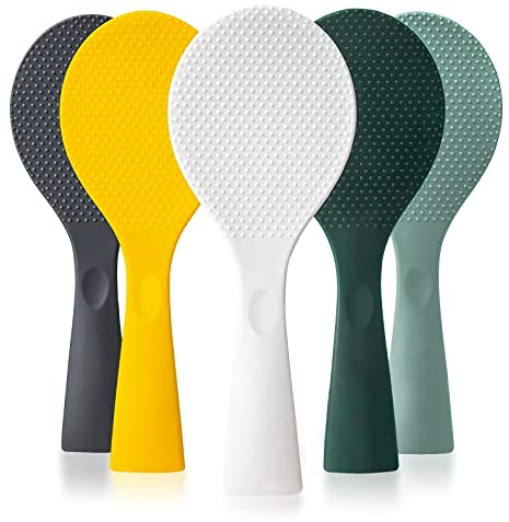 FireKylin Spatule à riz sur pied en silicone avec cuillère à riz antiadhésive résistante à la chaleur (blanc)