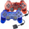 Hovlian Lot de 2 manettes filaires pour PS2 - Double Shock - Compatibles avec console Playstation 2 (bleu transparent et rouge transparent)