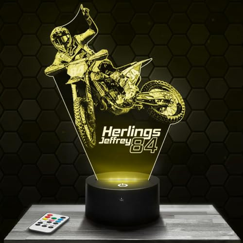 Nachttischlampe - Touch-Nachtlicht Moto cross J. Herlings 3D-LED-Lampe Illusion, Geschenkidee Weihnachten Geburtstag Junge und Mädchen Nachttischlampe Kinder- oder Erwachsenenzimmer TOP