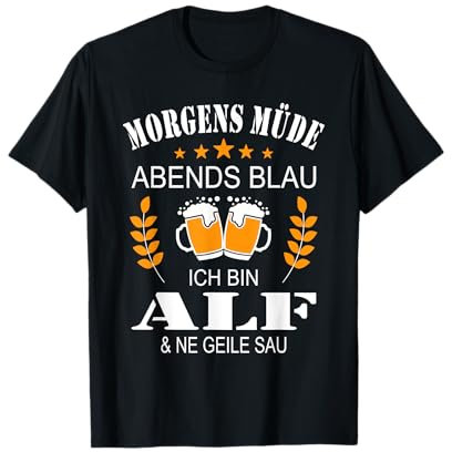 Vorname Alf Geschenk Lustige Sprüche T-Shirt Schwarz Cartoon S M Vatertag Geburtstag Unisex Erwachsene Unisex Klein Klassisch Kurzarm Polyester 100%