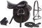SHOWMEN CRAFT Reiten Englisch Sattelzeug Set Leder Leder Eisen Steigbügel Zaumzeug Zaum Gurt Cinch Allzweck Show Jumping Trail Equestrian Starter Paket