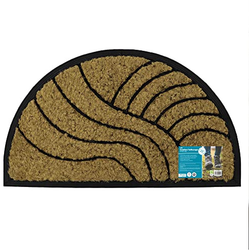 JVL Comfort Halfmoon Coir Tuffscrape, 40x70cm, Waves