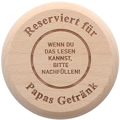 Spruchreif Holzuntersetzer „Reserviert für Papas Getränk“ – Geschenk für | Gravierter 2-in-1-Untersetzer aus Buchenholz – Geschenk für Familie und Herzensmenschen