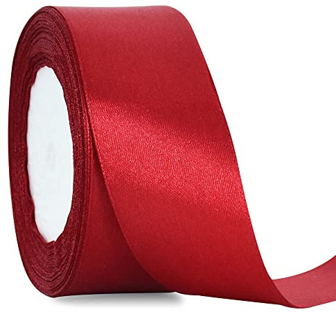 TONIFUL 4 cmx22 m breites, dunkelrotes Satinband, feste Stoffbänder für Hochzeit, Auto, Dekoration, Stuhl, Schärpe, Basteln, Geschenkverpackungen, Schneiden, florales Nähen, Party-Dekoration