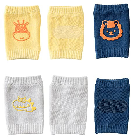 YUNYAN 3 Paar Anti-Rutsch Baby Knieschützer Kriechende Knieschützer mit Gummipunkten Rutschfest Krabbelhilfe Knieschützer Baby knieschoner zum Krabbeln