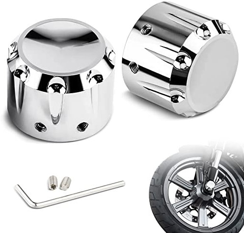 Amazicha Copri dadi per asse anteriore cromati compatibili con Harley Davidson Sportster Touring Electra Glide Street Glide Road Glide Dyna Softail 2008-2023