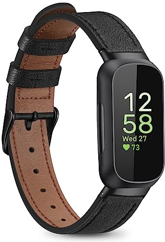 Fintie Armband kompatibel mit Fitbit Inspire 3, weiches Echtleder, Ersatzarmband, 21mm (Width) - Fits 150mm to 200mm Wrist, Leder, Kein Edelstein