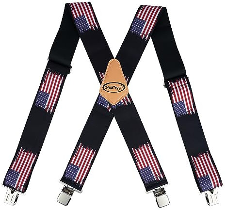 MELOTOUGH Herren-Hosenträger mit Clip, robuste Hosenträger für Männer, große und große Arbeitshosen für Jeans, Patriotische amerikanische Flagge, L