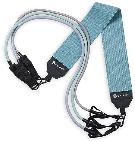 Gaiam Bande de résistance en Tissu avec 3 Tubes de résistance réglables, équipement de Gym à Domicile pour exercer Les Cuisses, Les Jambes, Les Hanches, Les fessiers, Les fessiers et Les abdominaux –