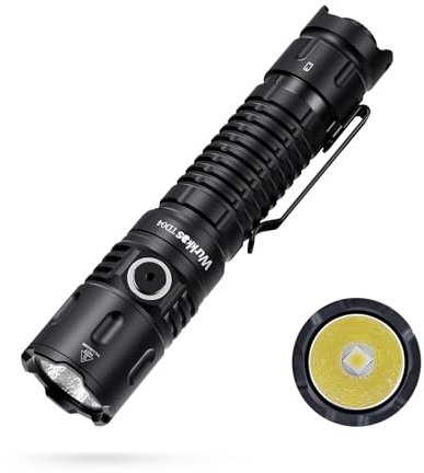 Wurkkos TD04 Taktische Taschenlampe 3000LM led flashlight usb aufladbar,Torch light Extrem hell Led Taschenlampe mit Taktischen Schalter,Batteriebetrieben USB 8 Modi IP68 Wasserdicht light camping