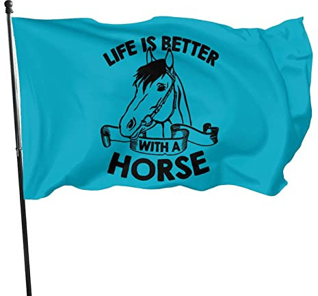 Flagge 90X150cm Mit Einem Pferd Ist Das Leben Besser Flaggen Robuste Dekoration Fähnchen Dekorative Hanging Flag Für Bar Hof Feiertage