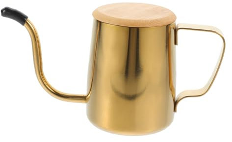 Cabilock Stainless Steel Coffee Pot Whistling Tea Kettles Gooseneck Coffee Jug Gooseneck Kettle Stainless Steel Coffee Kettle You Can Teapots Small Tea Kettle Boiler Wood Travel with Cover