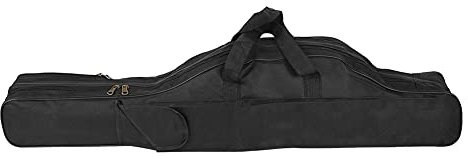 Kryvella Angeltasche, Outdoor-Angelhandtasche, Leichte Angelrute, Stange, Rolle, Köder, Box, Angelgerät, Aufbewahrungstasche Mit Verstellbarem Schultergurt(1M-SCHWARZ)