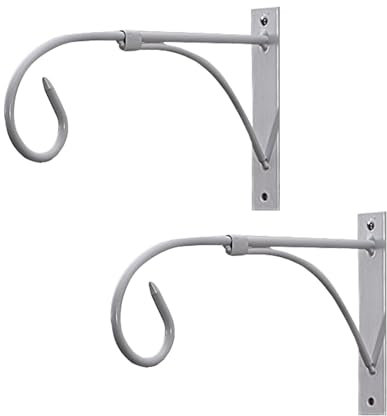 ALI2 Gancho de pared de hierro soporte para plantas, soporte para macetas, 2 paquetes de 27 cm × 15,5 cm, gancho de pared para macetas de interior, color blanco