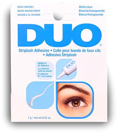 DUO Quick-Set Striplash Adhesive, Strong Hold Eyelash glue, Super Strong Adhesive, Water Resistant, Applies White Dries Clear, for Striplash and individual lashes, All-day wear Eyelash Glue 7g