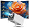 【Android 11.0】 Allesin Mini Projecteur, 4K FHD 1080P, 12000lm/500 ANSI Vidéoprojecteur Home Cinéma avec Retournement à 180°et WiFi 6, Bluetooth 5.2, Auto Keystone Correction Smart Projector, Blanc
