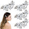 4 Stück Haarnadel Strass,Mabor Haarspangen Silber Haarschmuck Hochzit Klein Haarspangen Damen Hochzeit Strass Kristall Braut Haarschmuck Haarklammer Silber Glitzer Klein Kopfbedeckung Frauen Mädchen