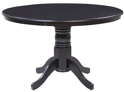 Table Ronde Salle à Manger Vintage 120 cm avec Pied Central en Bois Noir Akron