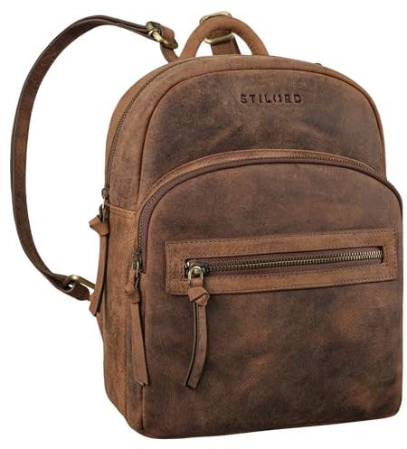 STILORD 'Alba' Kleiner Leder Rucksack Damen Vintage Daypack City Rucksack | Mini Echtleder Rucksack für Shopping, Reisen, Büro & Uni, Farbe:avani - braun