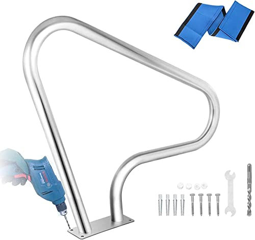 BYLYS Rail de Piscine Balustrade de Piscine en Acier Inoxydable 304 Argenté Main Courante de sécurité humanisée avec poignée antidérapante, Main Courante de Piscine Facile à Monter, 76,2 x 55,9 c