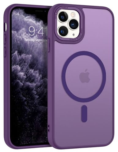 BENTOBEN Magnetic Case for iPhone 11 Pro Max [Compatible with Magsafe], Translucent Matte Back Anti-yellow Slim Soft TPU Shockproof Women Men Protective Cover for iPhone 11 Pro Max, Dark Purple