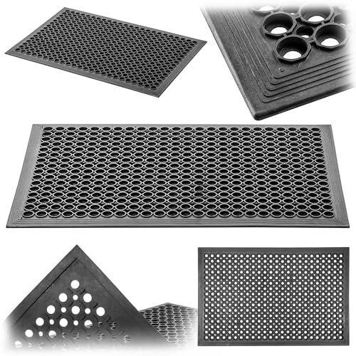 KADAX rutschfeste Fußmatte für den Außenbereich, Schwarze Gummimatte, Schmutzfangmatte für Eingangsbereiche, Fußabtreter aus Gummi (80x120 cm)