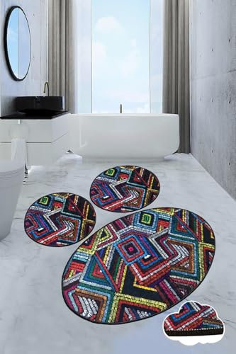 Bosdela Badezimmerteppiche Maglie (3-teilig), 60x100 cm – rutschfest, Weich, Luxuriöses Set, Moderner Badvorleger für Badezimmer, Dusche, WC, Teppich
