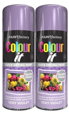 DIOXSTAR Very Violet Gloss Spray Paint, 400ml (2 PCS), Quick Drying, All Purpose, Interior & Exterior Use