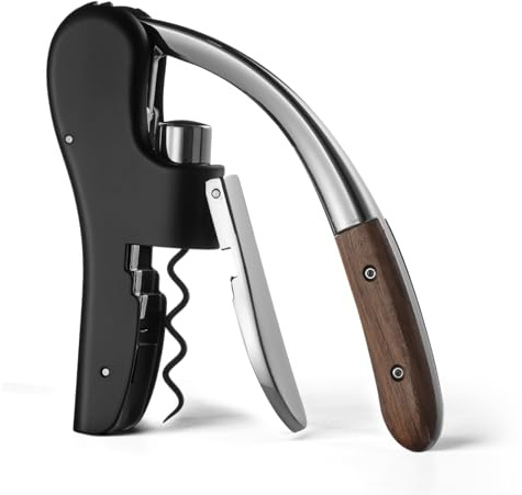 Wine Bottle Opener, Vertical Lever Corkscrew with Built in Foil Cutter Design, Manual Handheld Corkscrew with Ergonomic Lever Pump