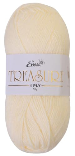Emu Treasure 4 Ply Super Soft Nylon Blend Yarn 50g Ball 226m, Cream - 501