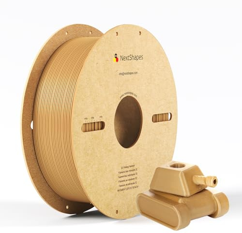 NextShapes PLA Filament 1,75mm, 1kg, Gold | Hochfest, Vibrationsarm, Schlagzäh, 3D Drucker Filament für Bambu Lab AMS A1/X1/P2S/H2D