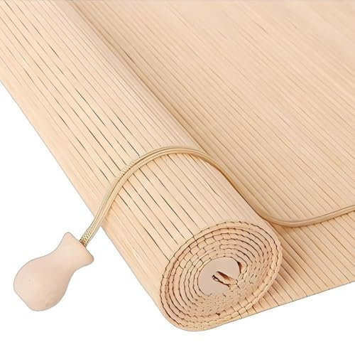 60x120cm Bamboo Blinds Bamboo Shades Roman Curtains Roller Shades for Interior Windows Roll up Blinds Anti-UV Dust Proof Decorative Curtain,For Indoor/Outdoor/Garden Patio