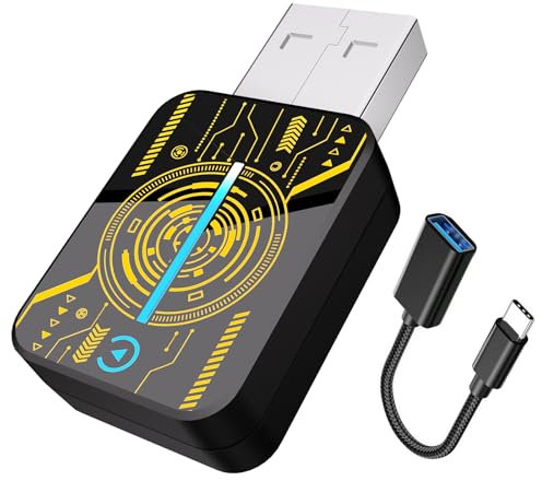 HEYINCAR+ CarPlay Wireless Adapter 2025 Upgrade CarPlay Dongle Convierte Cable a Inalámbrico para iPhone, USB C/A Adaptador CarPlay Compatible con iPhone iOS 10+/Andorid y Coches con CarPlay
