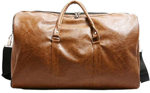 Weekender Overnight-Tasche Tragetasche, Fitnessstaschen für Männer Frauen Brown Pu Yoga mit Griff, Schultergurt und Zipper-Mehrzweck-Organisator für Reisen, Reise