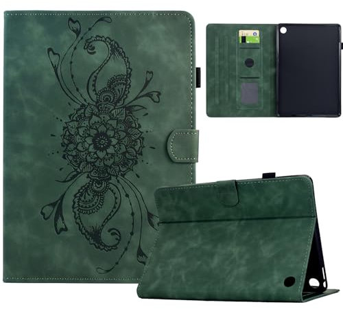 Custodia compatibile con 7'' Kindle Fire 7 12ª generazione 2022 - Cover Folio in Pelle Protettiva Case con Auto Sonno/Sveglia e Supporto - Verde